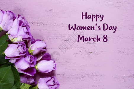 国际妇女节紫色玫瑰以紫木本底图片