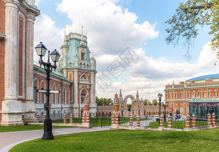 莫斯科的察里齐诺宫前景是灯笼高清图片