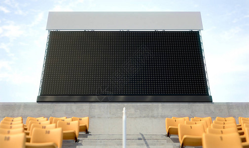 一个空白的体育场大屏幕白天立体时在站台上方图片