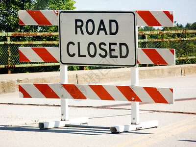 道路施工前的道路封闭标志图片