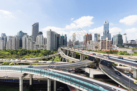 上海的道路交叉口和城市景观图片