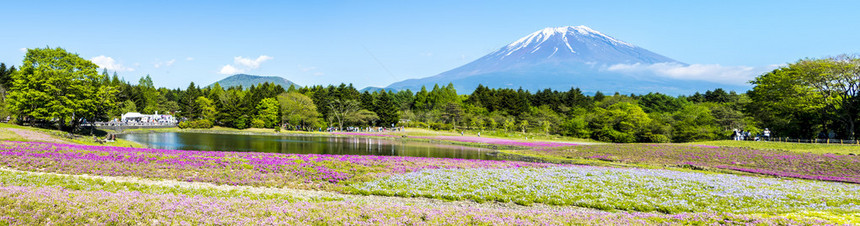 富士山下漂亮的景色图片