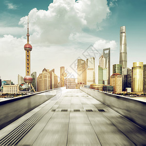通向上海浦东的闪光车道城市幻想景色夸图片