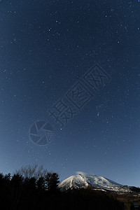 与雪山的星夜图片