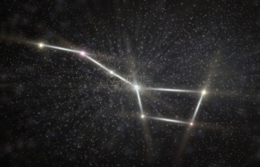 3D以多彩恒星显示大天顶星座图片