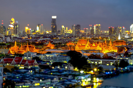 曼谷黄昏时全景泰国大宫PanoramaGrandP图片