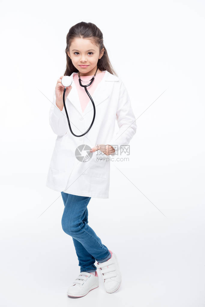 穿着医生服装的可爱小女孩图片