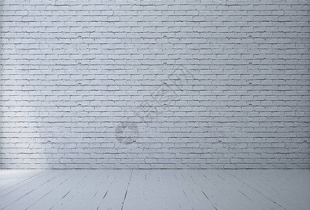 空荡的白色和白砖纹理墙背景的室内设计3D渲染室背景图片