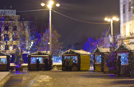 俄罗斯莫科街头的圣诞市场背景图片