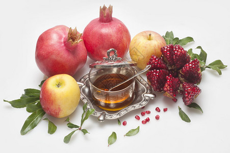 RoshHashana的蜂蜜与苹果图片
