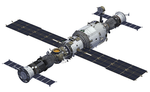 基布兹航天器和空间站三维模型白背设计图片