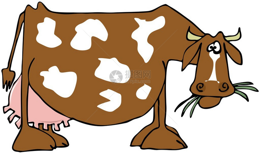 这幅图描述了一头发现棕色的奶牛一只大图片