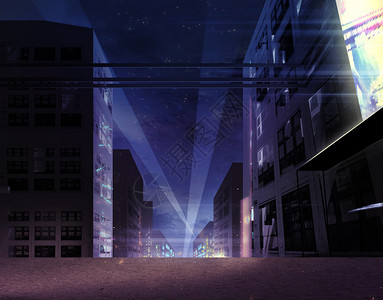 关于夜市街道区的灯光明亮屏幕和投影器的图片