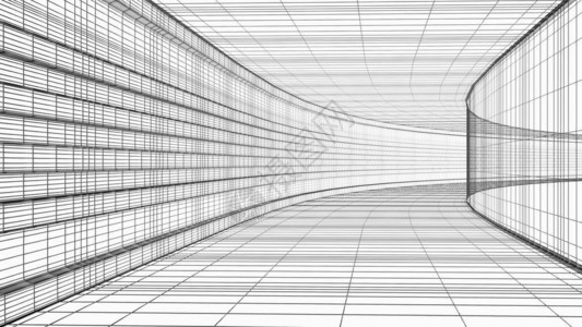 3D抽象建筑结构电线框架结构图片