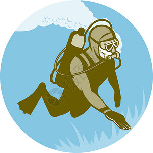 水肺潜水员潜水的插图图片