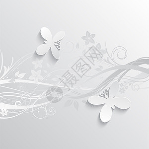 用鲜花和蝴蝶设计的装饰背景背景图片