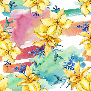水彩五颜六色的花束卉植物花无缝背景图案织物壁纸打印纹理背景质地包装图案边框背景图片