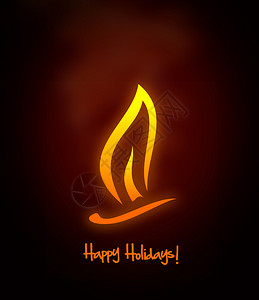 蜡烛火焰和节假日快乐文背景图片
