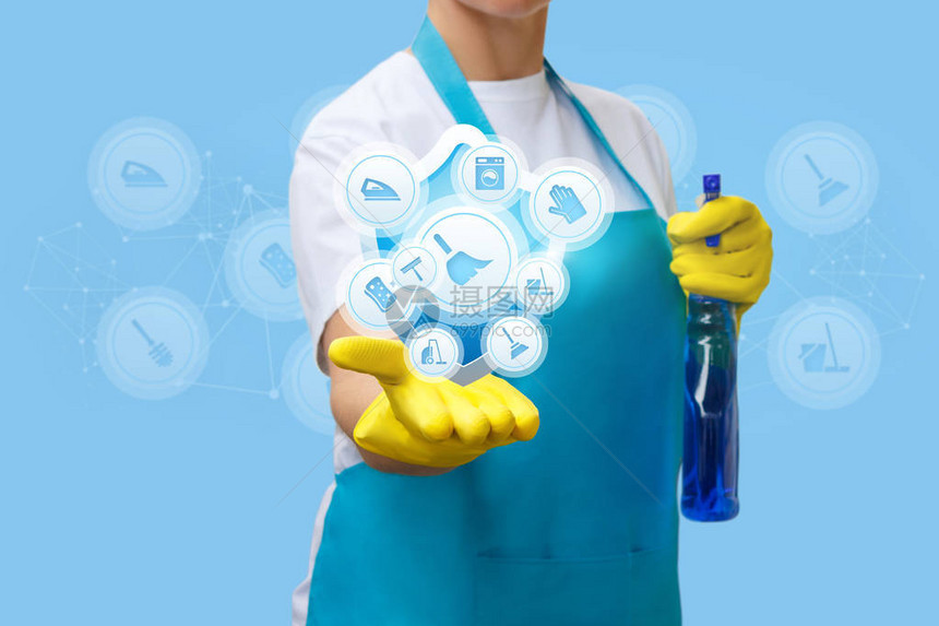清洁女工展示清洁服务在家工作图片