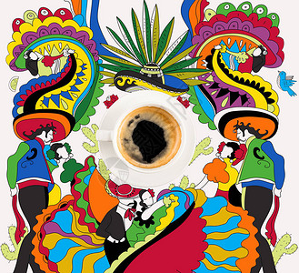 以多彩墨西哥主题的新鲜热咖图片