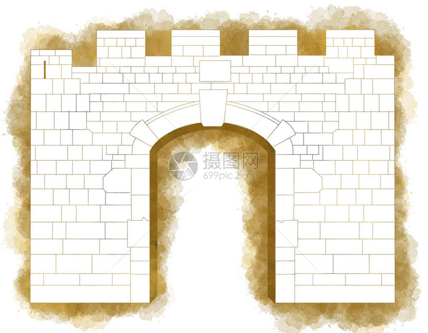 以色列耶路撒冷旧城墙壁8个大门之一新门的插图图片