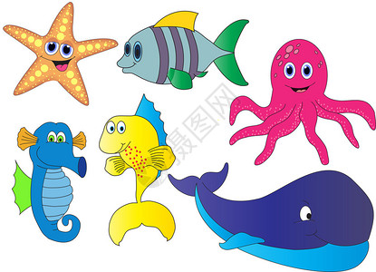 一些卡通海洋生物背景图片