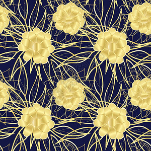 无缝装饰花卉型金花布质条纹图片