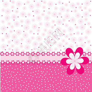 粉红色的背景与花朵和圆点图片