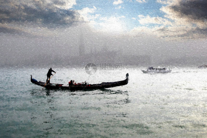 威尼斯和意大利运河上的贡图片