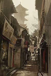 带有传统建筑的唐人街图片