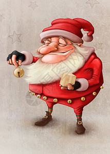 圣诞老人响铃和送礼物背景图片