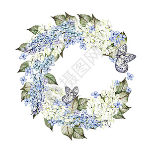 水彩婚礼花环与丁香花插图图片