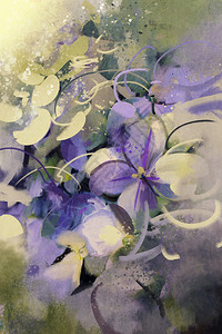 紫色花朵有抽象绘画风背景图片