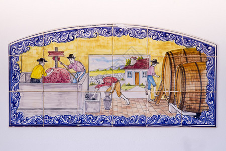 阿尔加维美丽的阿祖莱霍瓷砖绘画描绘着葡萄牙插画