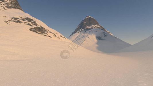 西藏珠穆朗玛峰雪覆盖的山峰的3D插图设计图片