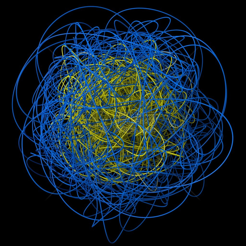 3d条缠绕线的抽象蓝图片