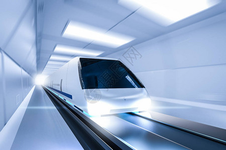 在隧道中的3d渲染高速列车图片