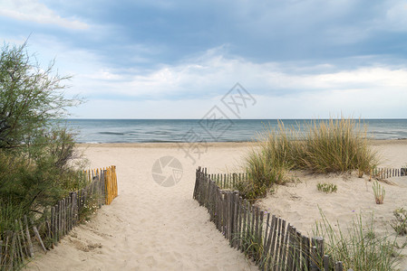 蒙彼利埃附近的海滩Herault背景图片
