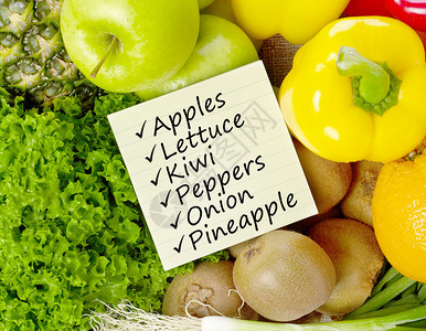 水果和蔬菜的购物清单图片