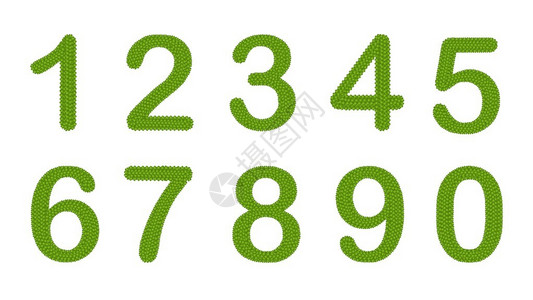 字母数四叶片和阿拉伯数字为零到九的图片
