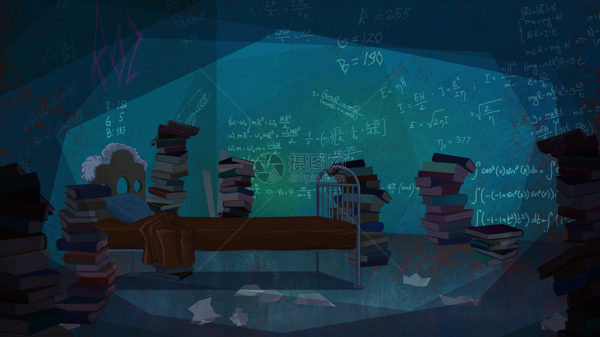 墙上的数学公式写在满书的床间里图片