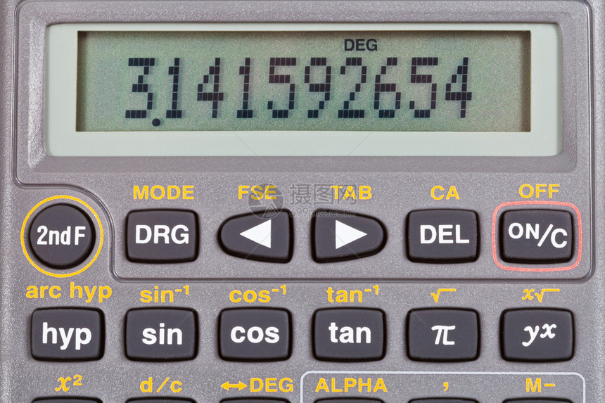 具有数学函数的科学计算器显示的数字图片