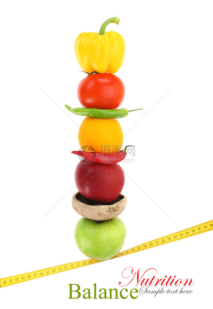 均衡饮食与水果和蔬菜图片