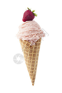 蛋筒上酸奶冰淇淋的草莓味图片