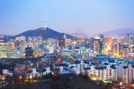 首尔韩国城市天际线背景图片