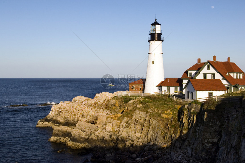 美国大西洋沿岸最古老的灯塔之一位于波图片