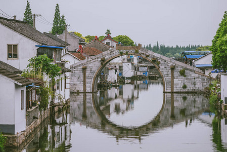 Zhujiajiao古城称为上海威尼斯背景图片