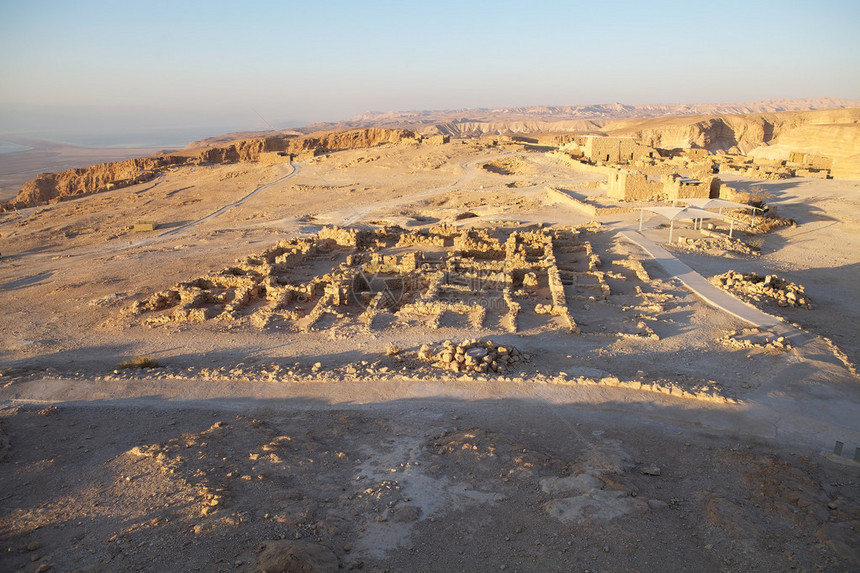 西宫废墟在以色列马萨达高原的马萨达堡图片