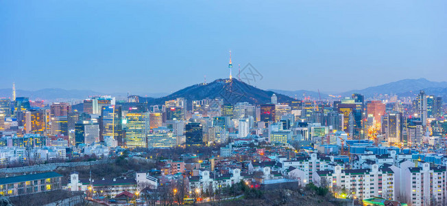 韩国首尔城市天际线背景图片