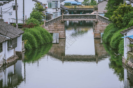 Zhujiajiao古城称为上海威尼斯背景图片